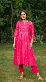 Aditi Chanderi Kurta Set - Pink