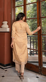 Nosheen - Golden Pure Tissue Kurta Set