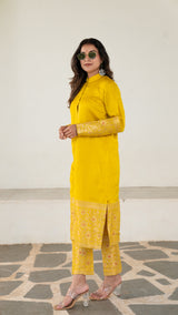 Liza - Yellow Pure Woven Chanderi Jodhpuri Kurta Set