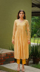 Kesha Chanderi Kurta Set - Yellow