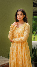 Kesha Chanderi Kurta Set - Yellow