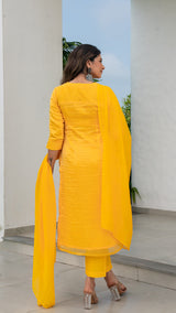 Arpita Pure Tissue Kurta Set - Yellow