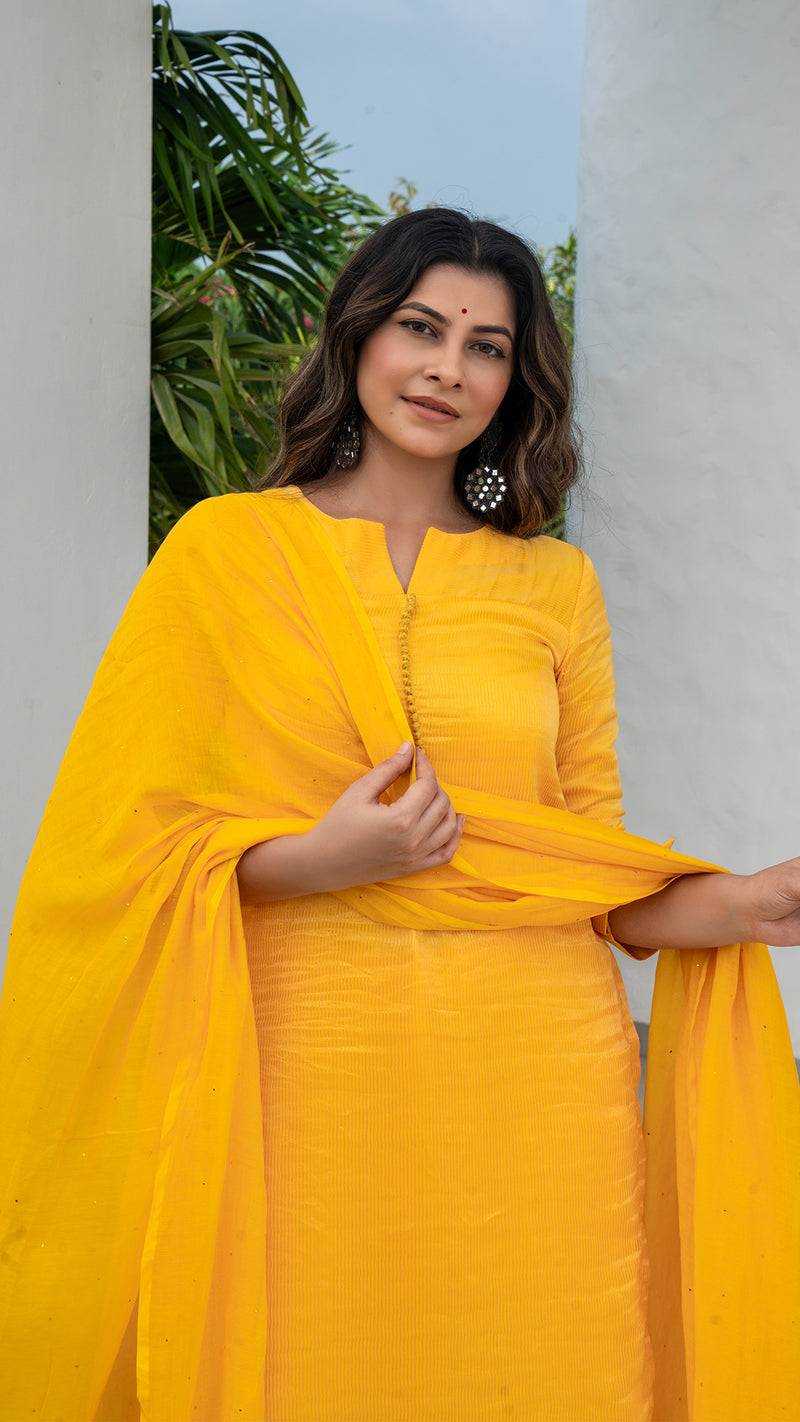 Arpita Pure Tissue Kurta Set - Yellow