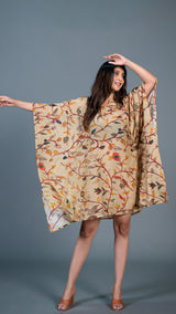 Beige Kalamkari Kaftan Dress