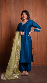 Peacock Blue Chanderi Kurta