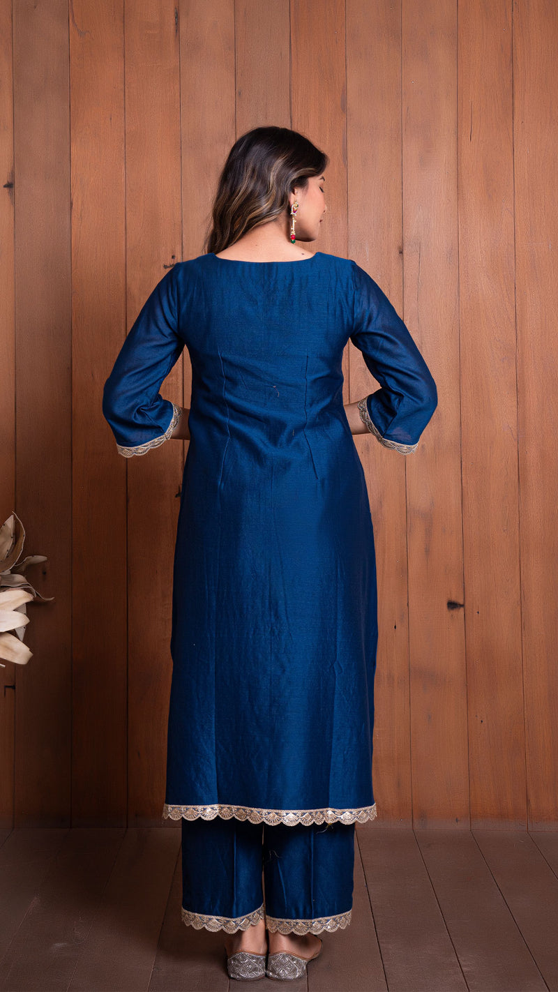 Navy Blue Chanderi Kurta