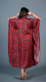 Red Jaal Modal Silk Kaftan Dress