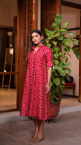 Aria Butti Shirt Dress In Silk - Red