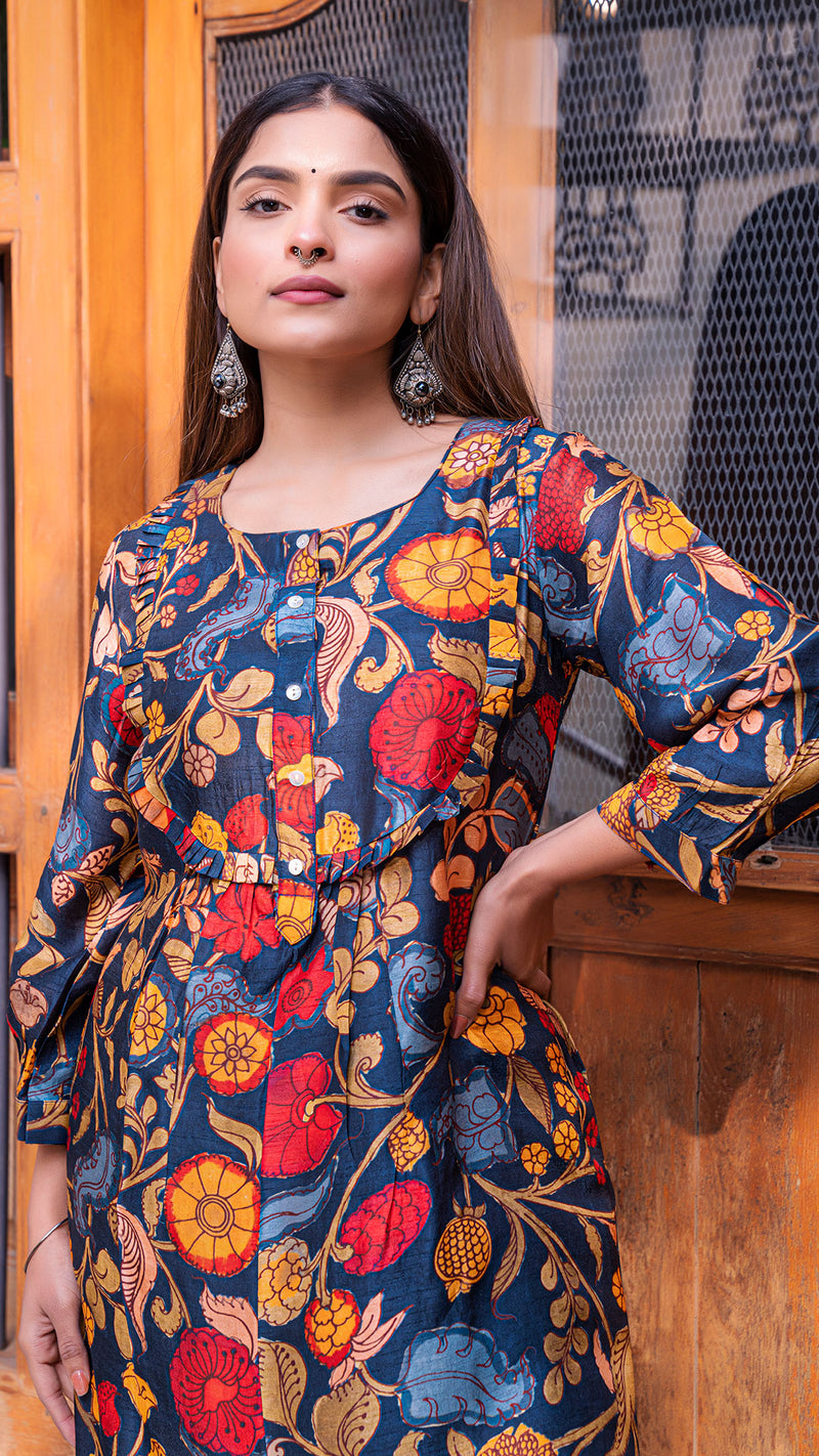 Designer Kalamkari Print Womens Cotton Anarkali Kurta - YASH GALLERY -  3205198