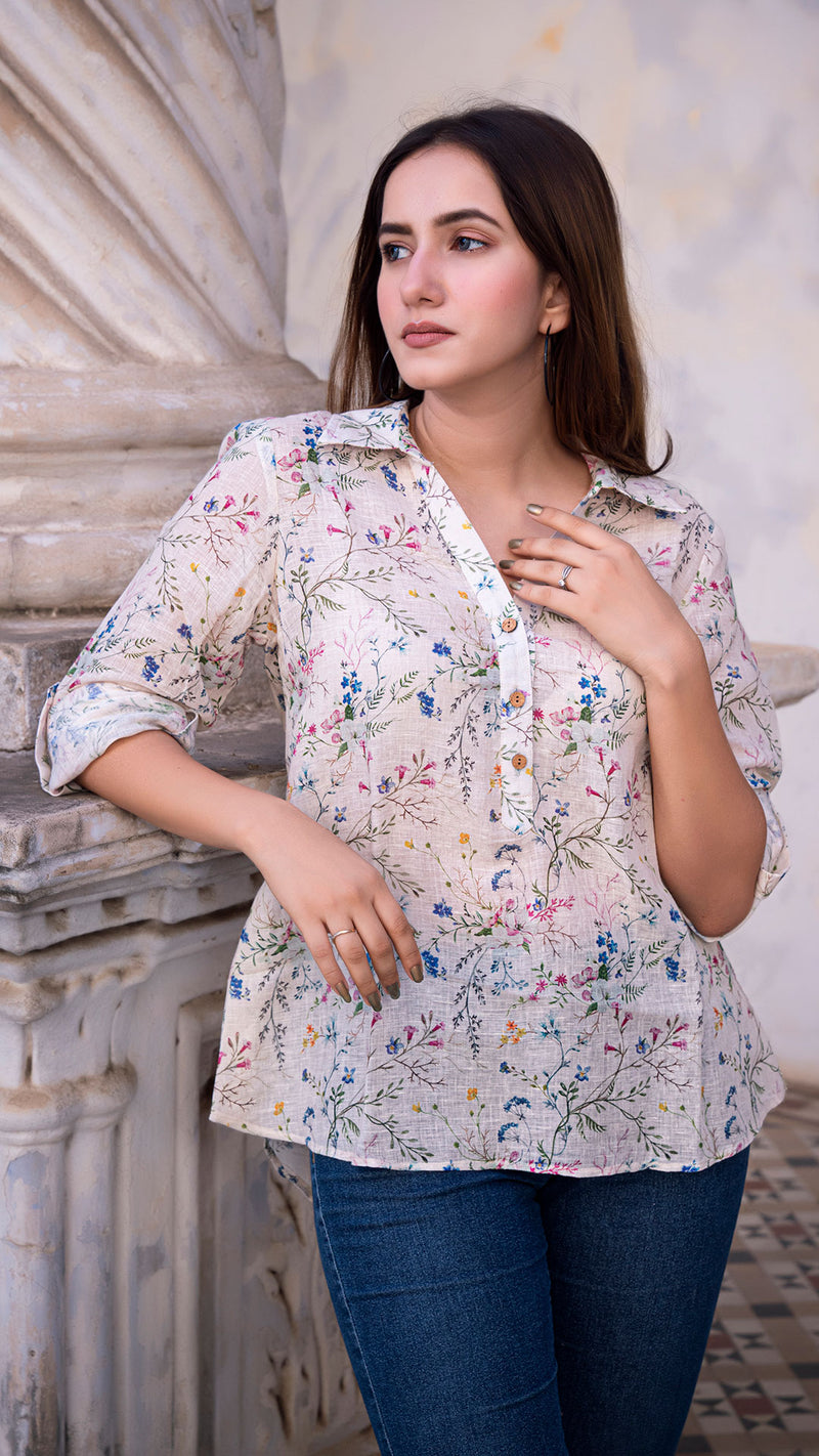 Aalia Pure Linen Short Top