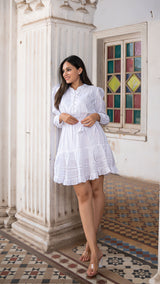 Sania Pure Linen Dress In White