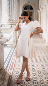 Naples Pure Linen Dress In Beige