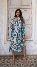 Neela Floral Kaftan In Soft Silk